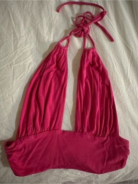Pink Halter cropped tank top size Small